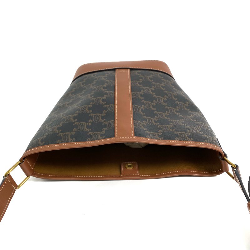 △Celine思琳 Brown Coated Canvas Triomphe Bucket Bag 啡色塗層帆布水桶袋 -257021823-6