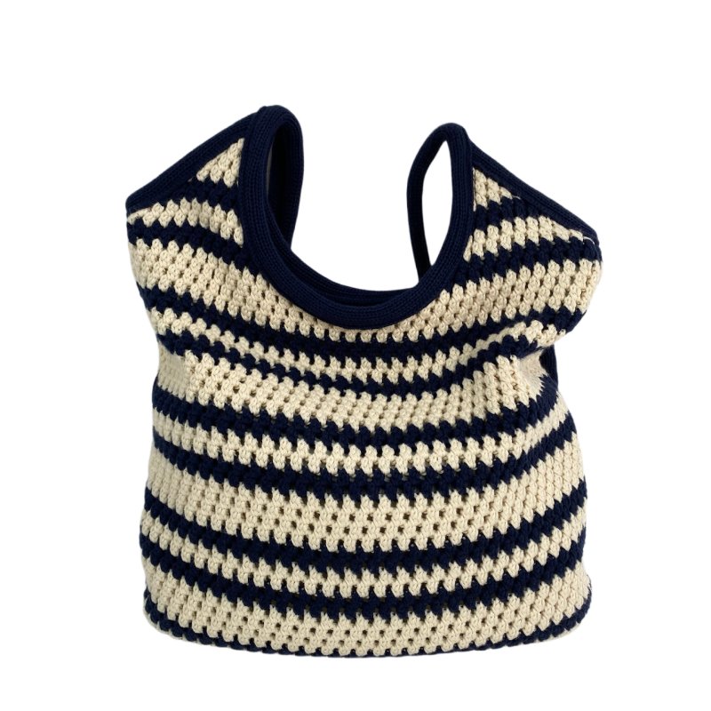 △Miu Miu繆繆 Beige, Navy Crochet Tote Bag 米色, 深藍色鉤針編織托特袋 -257021528-2