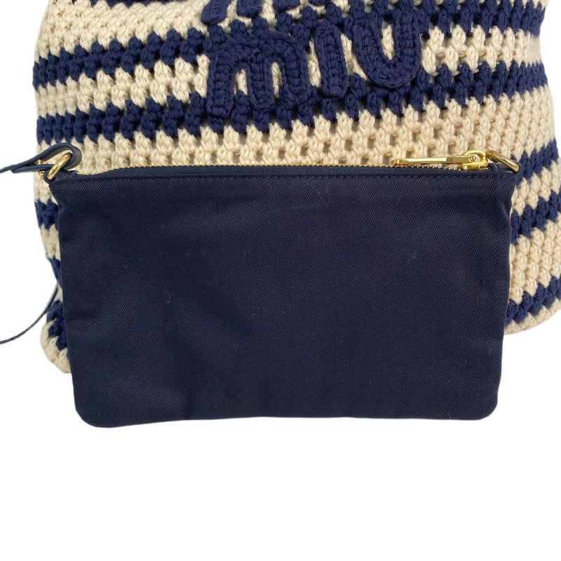 △Miu Miu繆繆 Beige, Navy Crochet Tote Bag 米色, 深藍色鉤針編織托特袋 -257021528-9