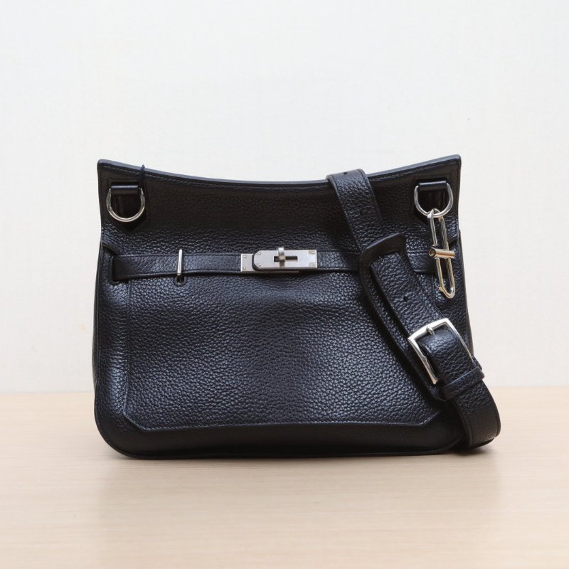 HERMES 吉普賽Jypsiere2889黑色TC皮框Q銀扣肩背包-1