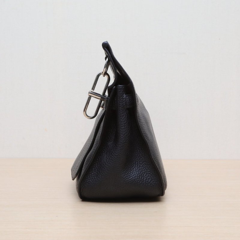 HERMES 吉普賽Jypsiere2889黑色TC皮框Q銀扣肩背包-4