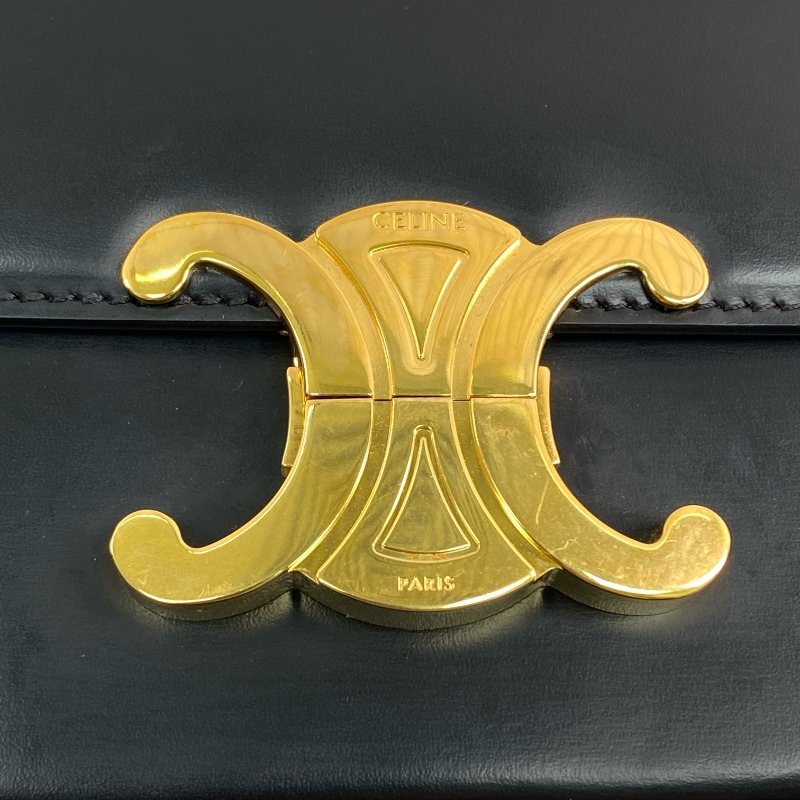 △ Celine 思琳 Black Calfskin Triomphe Shoulder Bag 黑色小牛皮肩背袋 -257021930-11