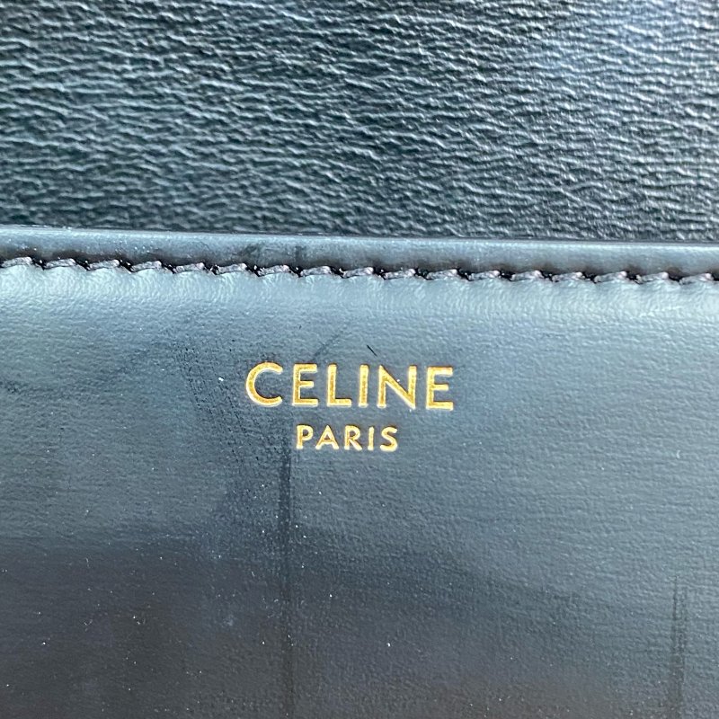 △ Celine 思琳 Black Calfskin Triomphe Shoulder Bag 黑色小牛皮肩背袋 -257021930-15