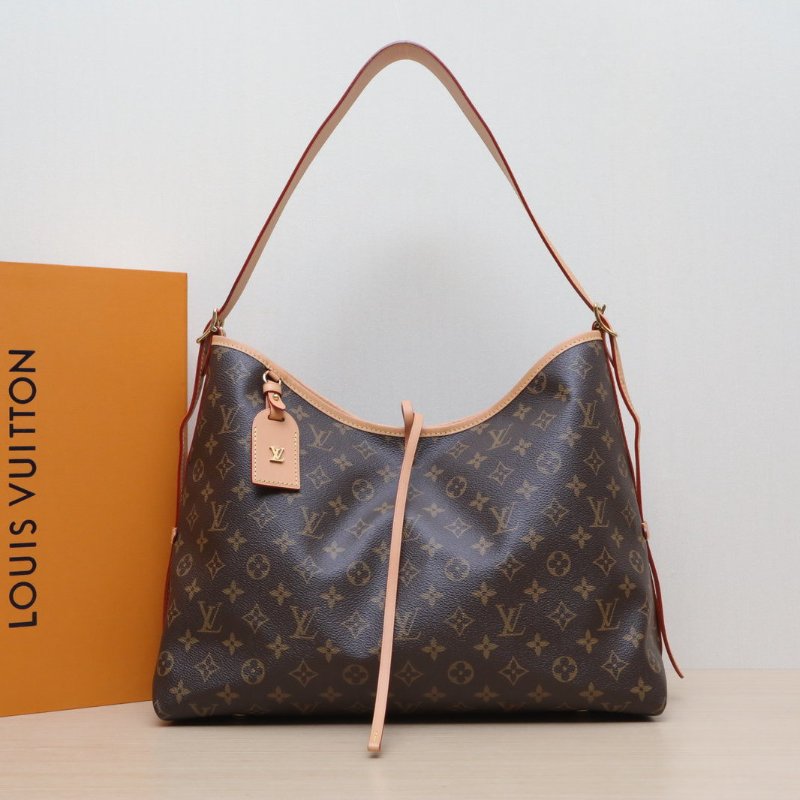 LOUIS VUITTON CARRYALL中號39配子袋老花PVC金扣晶片肩背包-0