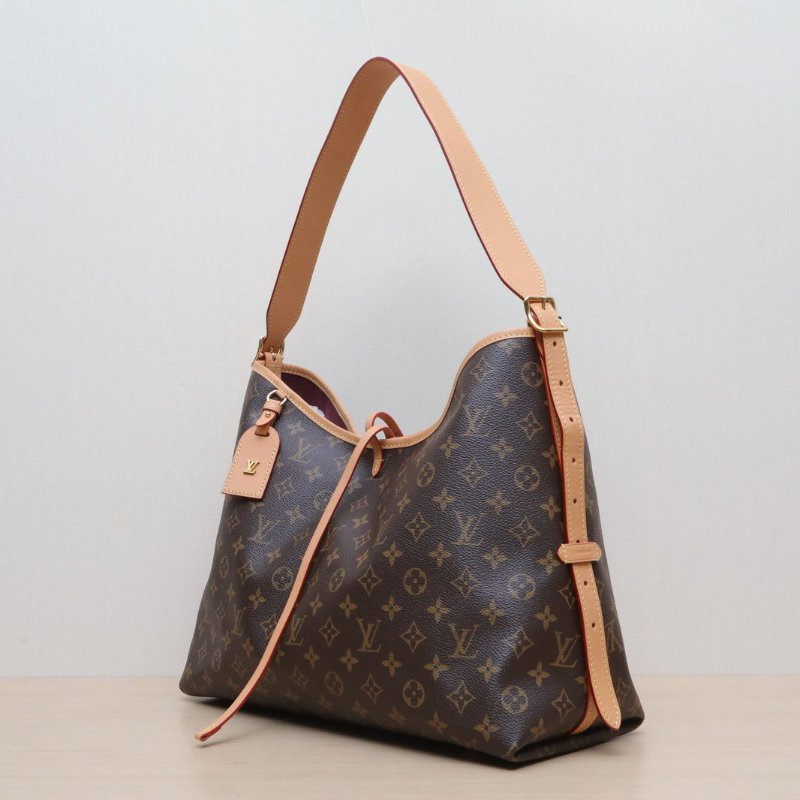 LOUIS VUITTON CARRYALL中號39配子袋老花PVC金扣晶片肩背包-4