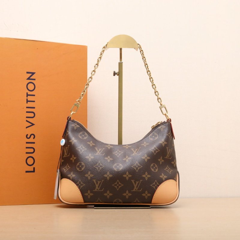 LOUIS VUITTON BOULOGNE牛角包可拆卸肩帶老花PVC晶片肩背包-0