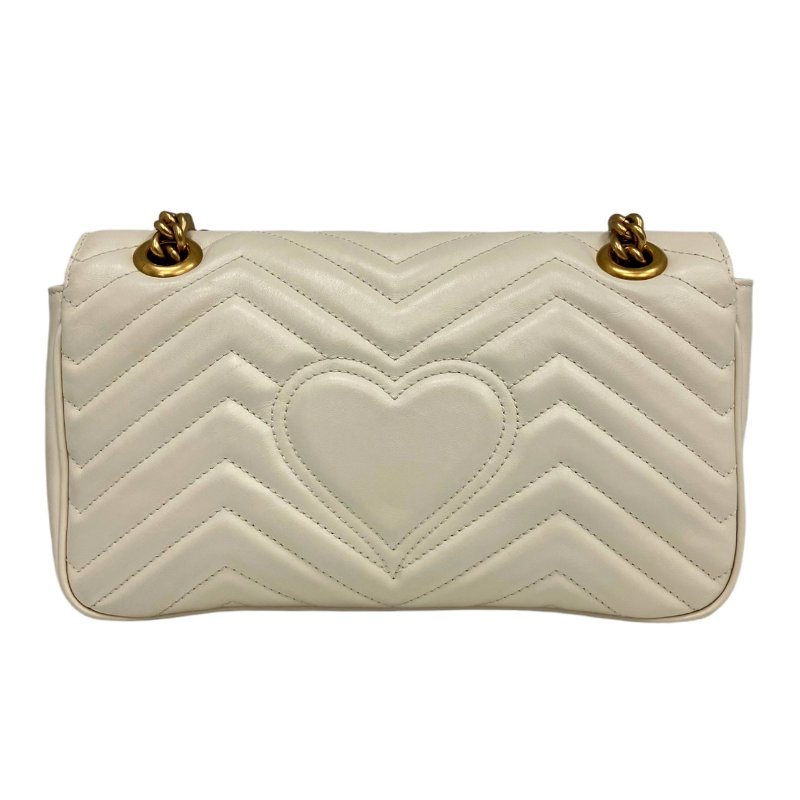 ☆ Gucci 古馳 White Calfskin GG Marmont Chain Shoulder Bag 白色小牛皮鏈條肩背袋 - 257022122-2