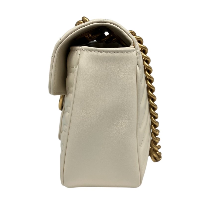 ☆ Gucci 古馳 White Calfskin GG Marmont Chain Shoulder Bag 白色小牛皮鏈條肩背袋 - 257022122-4