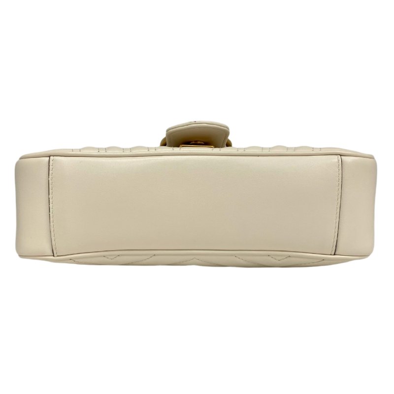 ☆ Gucci 古馳 White Calfskin GG Marmont Chain Shoulder Bag 白色小牛皮鏈條肩背袋 - 257022122-8