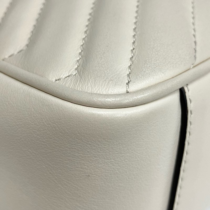 ☆ Gucci 古馳 White Calfskin GG Marmont Chain Shoulder Bag 白色小牛皮鏈條肩背袋 - 257022122-12