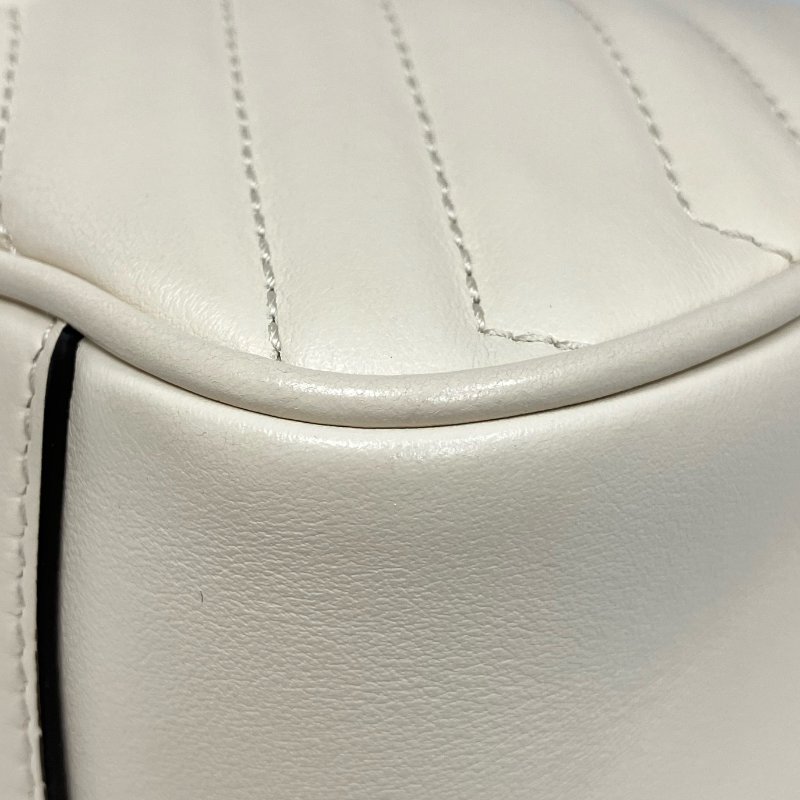☆ Gucci 古馳 White Calfskin GG Marmont Chain Shoulder Bag 白色小牛皮鏈條肩背袋 - 257022122-13