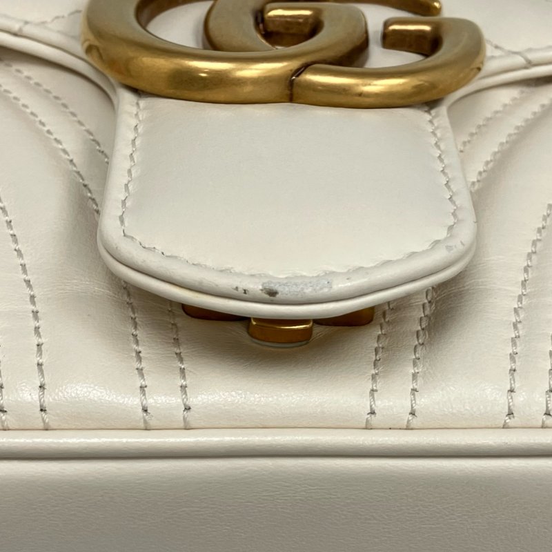 ☆ Gucci 古馳 White Calfskin GG Marmont Chain Shoulder Bag 白色小牛皮鏈條肩背袋 - 257022122-14