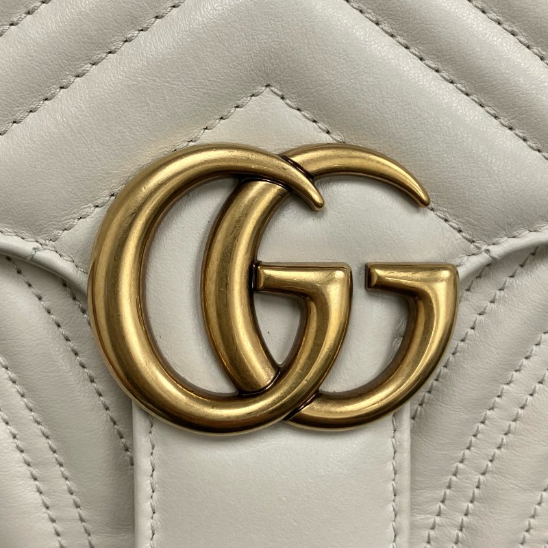 ☆ Gucci 古馳 White Calfskin GG Marmont Chain Shoulder Bag 白色小牛皮鏈條肩背袋 - 257022122-15
