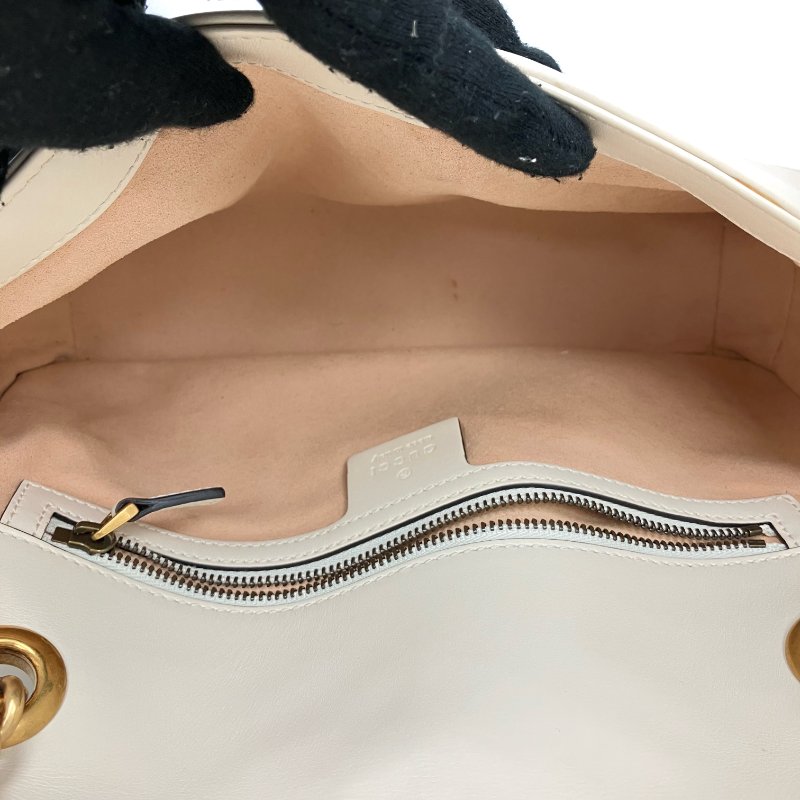 ☆ Gucci 古馳 White Calfskin GG Marmont Chain Shoulder Bag 白色小牛皮鏈條肩背袋 - 257022122-17