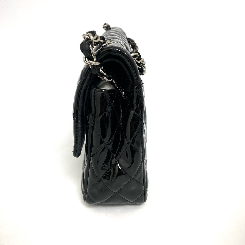 △ Chanel 香奈兒 CF25 Black Patent Leather Silver Tone Metal Double Flap Chain Shoulder Bag No.13 A01112 黑色漆皮銀色金屬鏈條肩背袋 No.13 A01112 -257022152-4