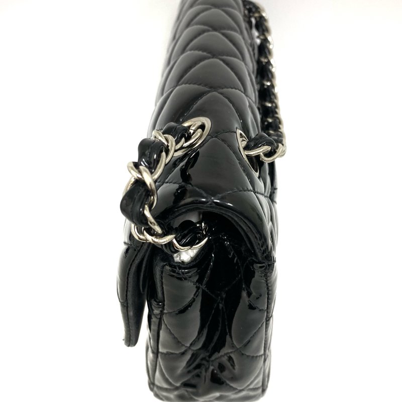 △ Chanel 香奈兒 CF25 Black Patent Leather Silver Tone Metal Double Flap Chain Shoulder Bag No.13 A01112 黑色漆皮銀色金屬鏈條肩背袋 No.13 A01112 -257022152-6