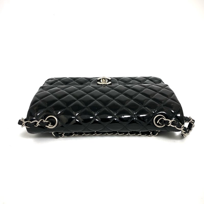 △ Chanel 香奈兒 CF25 Black Patent Leather Silver Tone Metal Double Flap Chain Shoulder Bag No.13 A01112 黑色漆皮銀色金屬鏈條肩背袋 No.13 A01112 -257022152-8