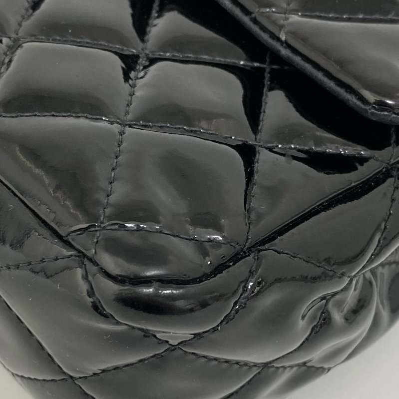 △ Chanel 香奈兒 CF25 Black Patent Leather Silver Tone Metal Double Flap Chain Shoulder Bag No.13 A01112 黑色漆皮銀色金屬鏈條肩背袋 No.13 A01112 -257022152-10