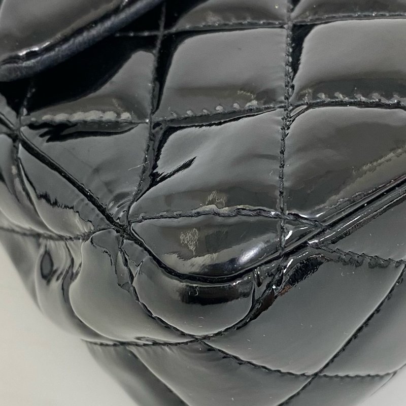 △ Chanel 香奈兒 CF25 Black Patent Leather Silver Tone Metal Double Flap Chain Shoulder Bag No.13 A01112 黑色漆皮銀色金屬鏈條肩背袋 No.13 A01112 -257022152-11