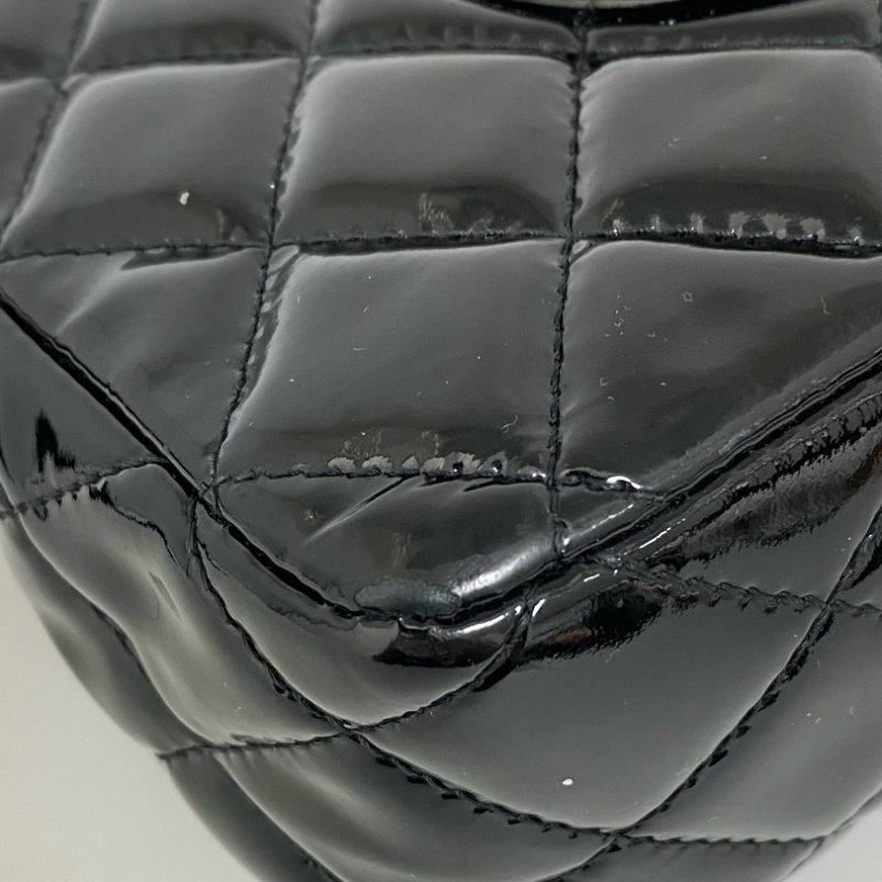 △ Chanel 香奈兒 CF25 Black Patent Leather Silver Tone Metal Double Flap Chain Shoulder Bag No.13 A01112 黑色漆皮銀色金屬鏈條肩背袋 No.13 A01112 -257022152-13