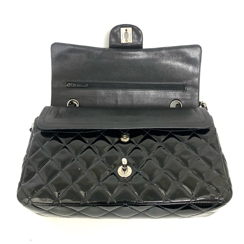 △ Chanel 香奈兒 CF25 Black Patent Leather Silver Tone Metal Double Flap Chain Shoulder Bag No.13 A01112 黑色漆皮銀色金屬鏈條肩背袋 No.13 A01112 -257022152-14