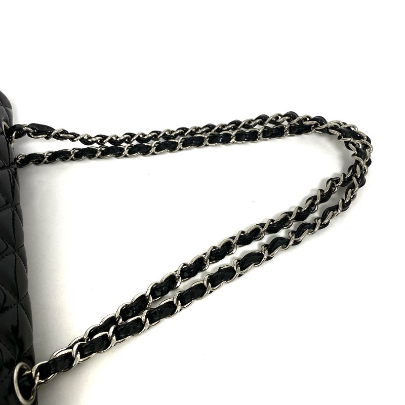 △ Chanel 香奈兒 CF25 Black Patent Leather Silver Tone Metal Double Flap Chain Shoulder Bag No.13 A01112 黑色漆皮銀色金屬鏈條肩背袋 No.13 A01112 -257022152-20