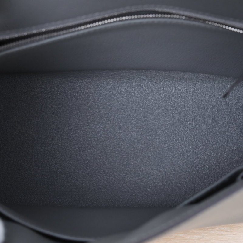 HERMES Kelly250L積雨雲灰MADAME皮W刻銀扣肩背包-3