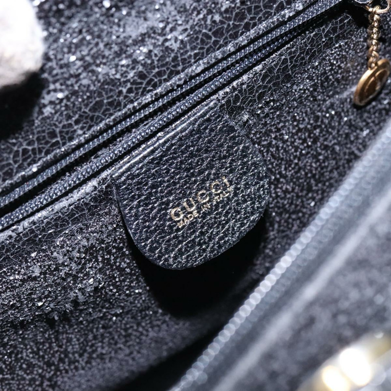 【日本直送】GUCCI 竹節手提包 皮革 黑色 金色 正品 ep10488-16