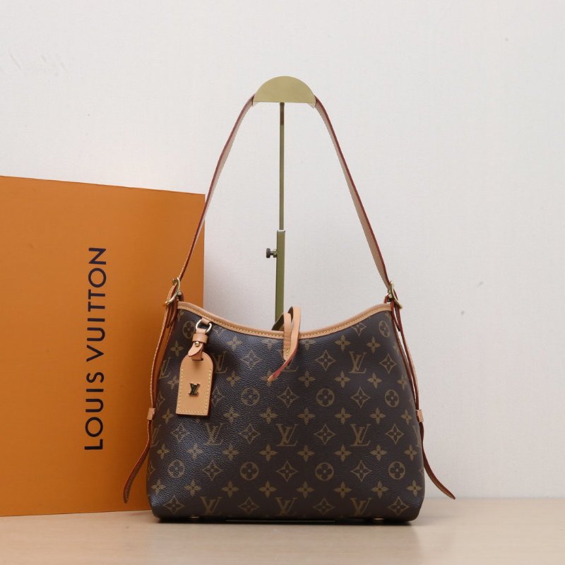 LOUIS VUITTON CARRYALL小號29配子袋老花PVC金扣晶片肩背包-0