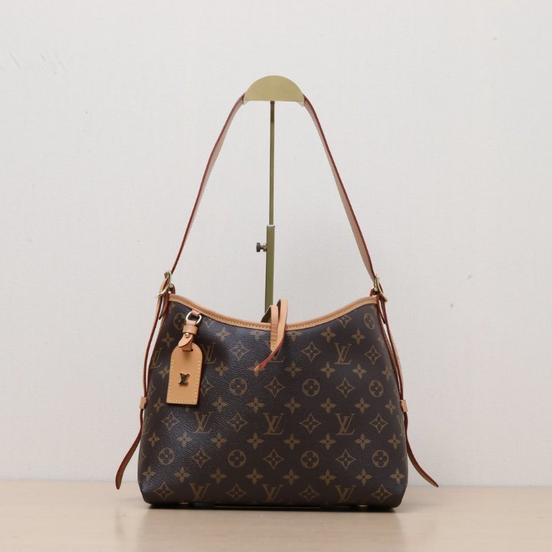 LOUIS VUITTON CARRYALL小號29配子袋老花PVC金扣晶片肩背包-1