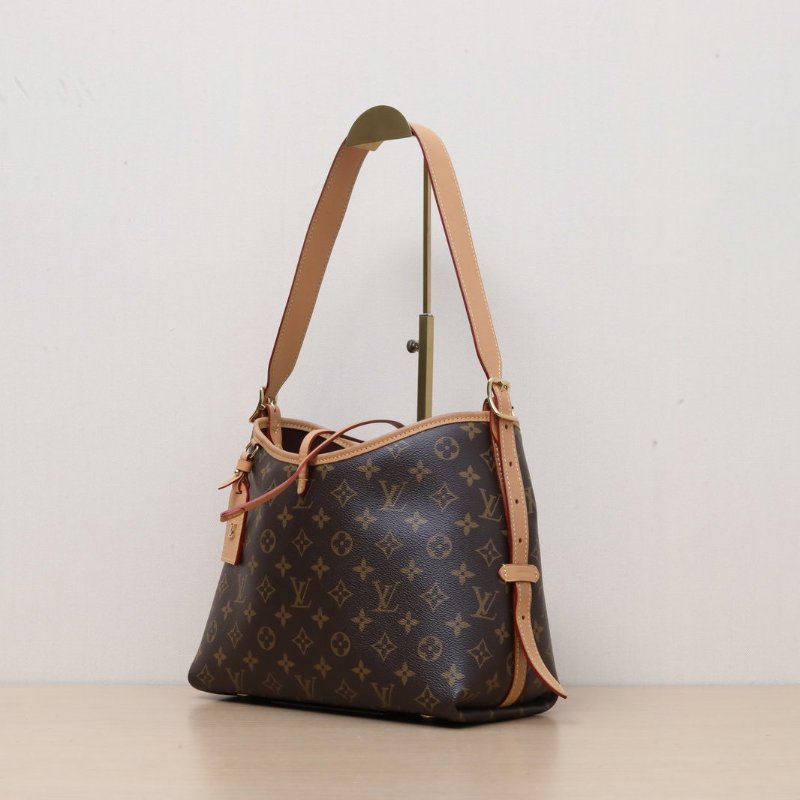 LOUIS VUITTON CARRYALL小號29配子袋老花PVC金扣晶片肩背包-4