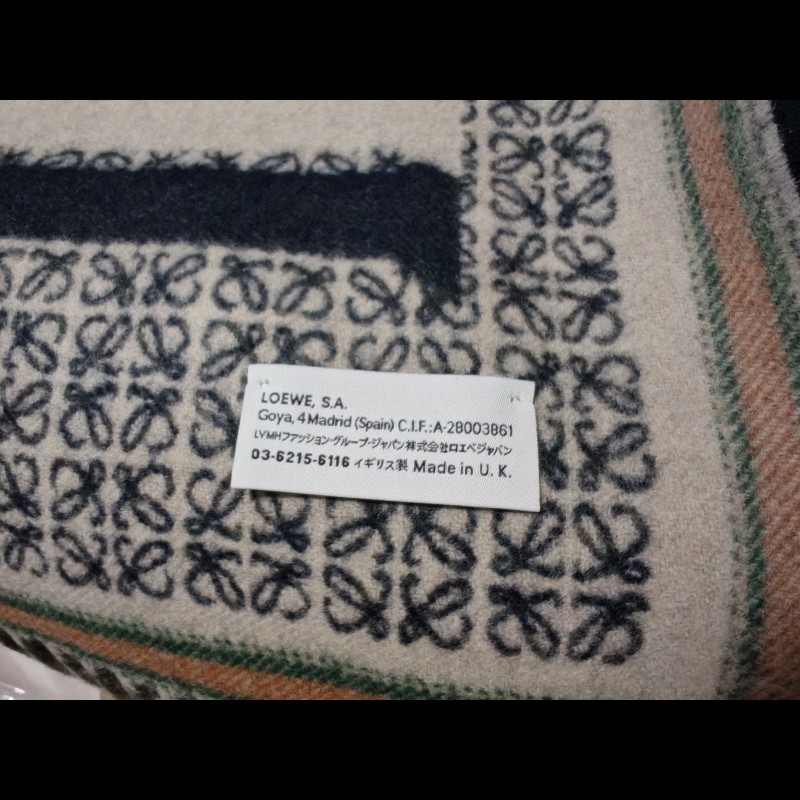 全新 Loewe 羅意威 深藍雙色雙面圍巾 頸巾 scarf F606257X51 羊毛羊絨 連原裝包裝-7