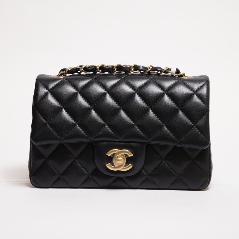 CHANEL 經典口蓋包 Mini CF20 - 黑金23開-0