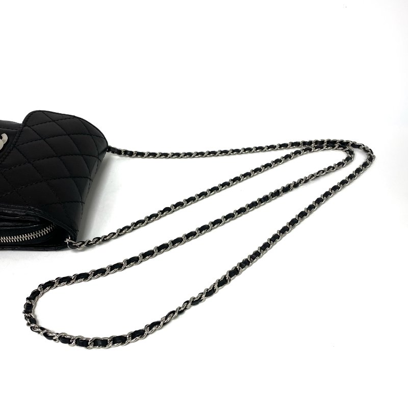 △ Chanel 香奈兒 Black Lambskin Silver-tone Metal Chain Shoulder Bag No.16 黑色小羊皮銀色金屬鏈條肩背袋 - 257021830-14