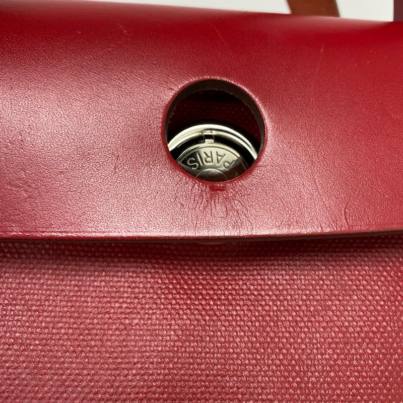 △ Hermes 愛馬仕 Red Coated Canvas Palladium Plated Metal Herbag 31 2Way Bag Stamp Z 紅色塗層帆布鍍鈀金屬兩用袋 Z刻 - 257021765-16