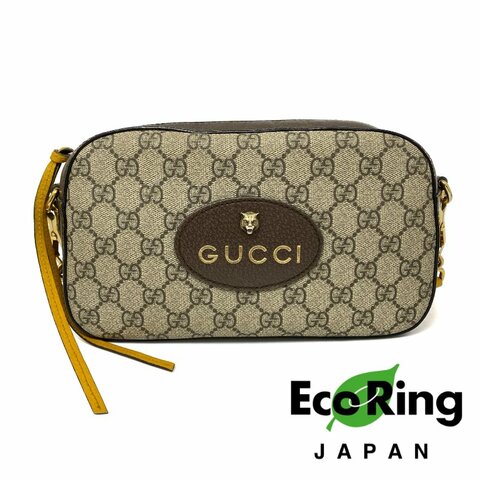 ☆Gucci古馳 Brown Coated Canvas Calfskin GG Monogram Shoulder Bag 476466 啡色塗層帆布小牛皮GG 花紋肩背袋 476466 -257021822