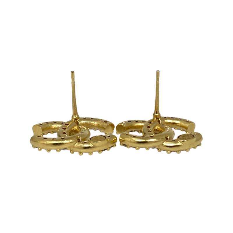 ☆Chanel香奈兒 Gold Tone Metal Rhinestone CC Logo Earrings A20A 金色金屬水鑽CC標誌耳環 A20A -257021684-3
