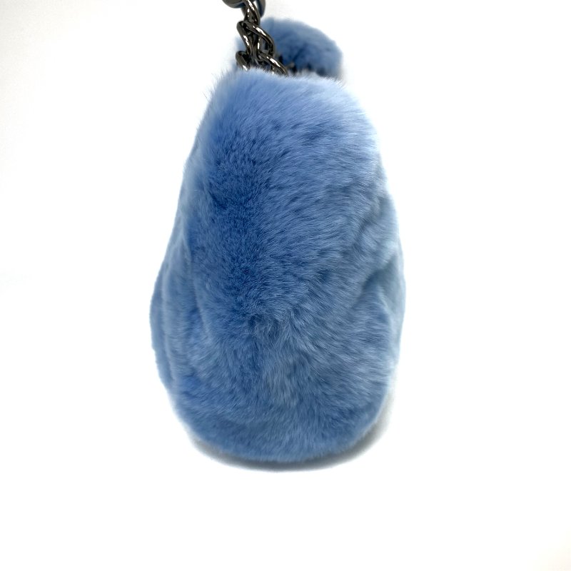 △ Chanel 香奈兒 Light Blue Rabbit Fur Gray Tone Metal Chain Handbag No.7 淺藍色兔毛灰色金屬鏈條手袋No.7 -257021577-3