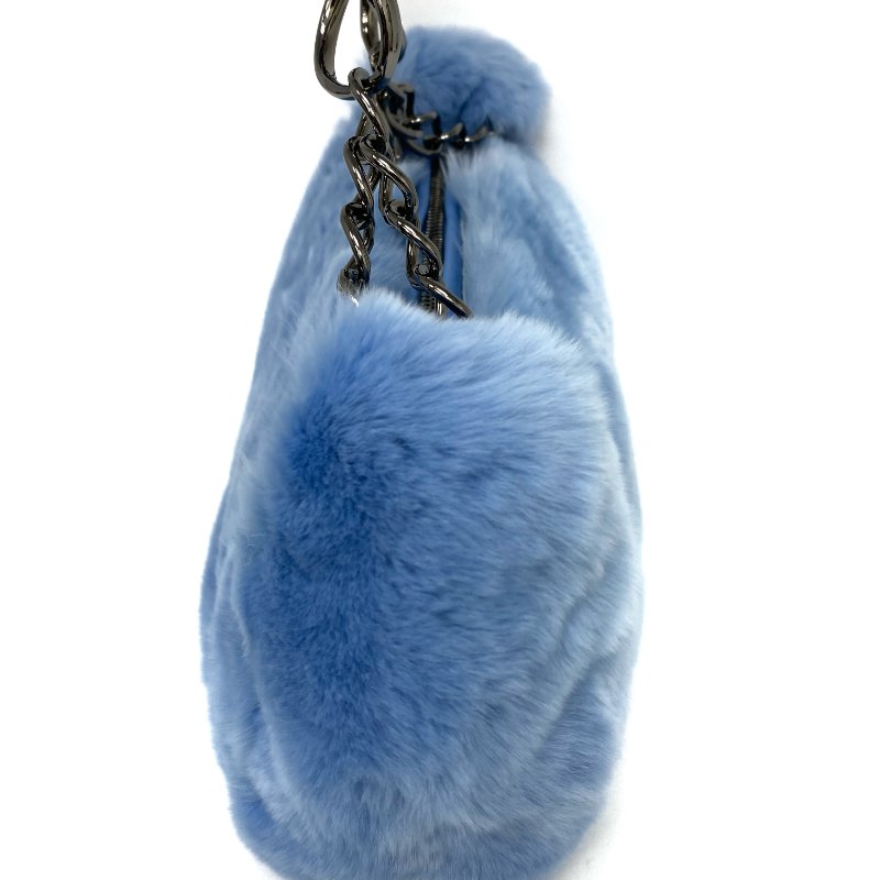 △ Chanel 香奈兒 Light Blue Rabbit Fur Gray Tone Metal Chain Handbag No.7 淺藍色兔毛灰色金屬鏈條手袋No.7 -257021577-5