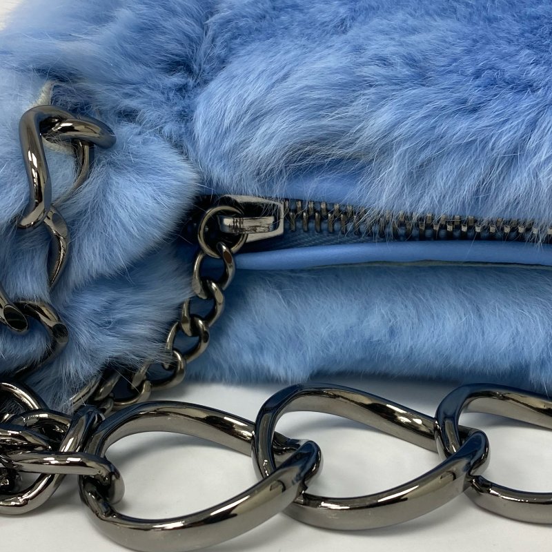 △ Chanel 香奈兒 Light Blue Rabbit Fur Gray Tone Metal Chain Handbag No.7 淺藍色兔毛灰色金屬鏈條手袋No.7 -257021577-15