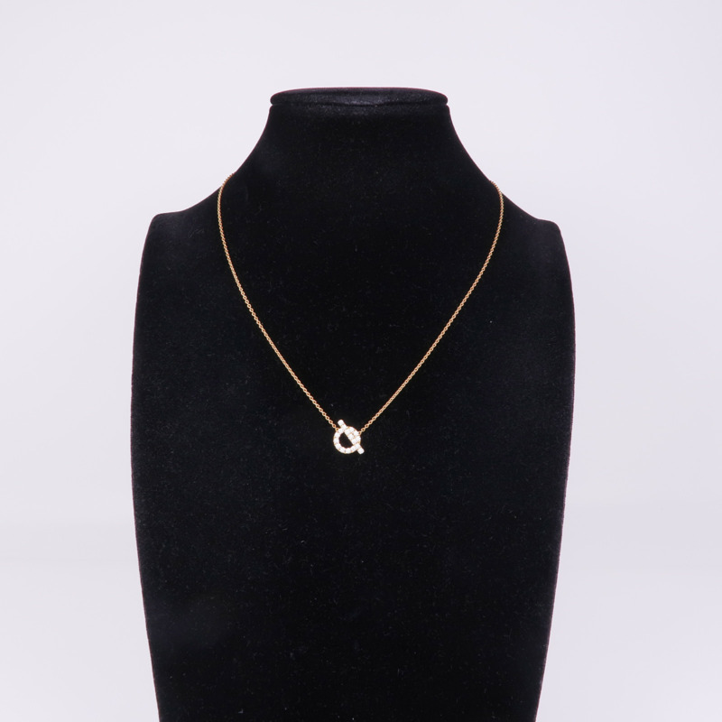 HERMES 18K玫瑰金Finesse pendant Necklace鑽石項鍊-7