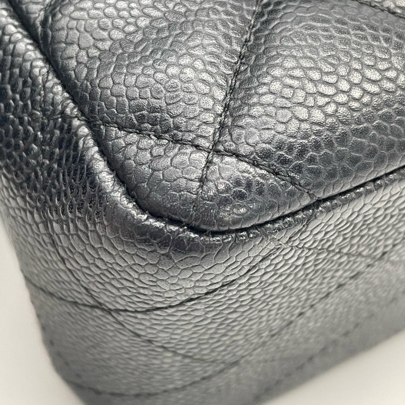 Chanel 香奈兒 CF JUMBO黑色荔枝紋牛皮 金扣 雙蓋 肩背包斜背包-9