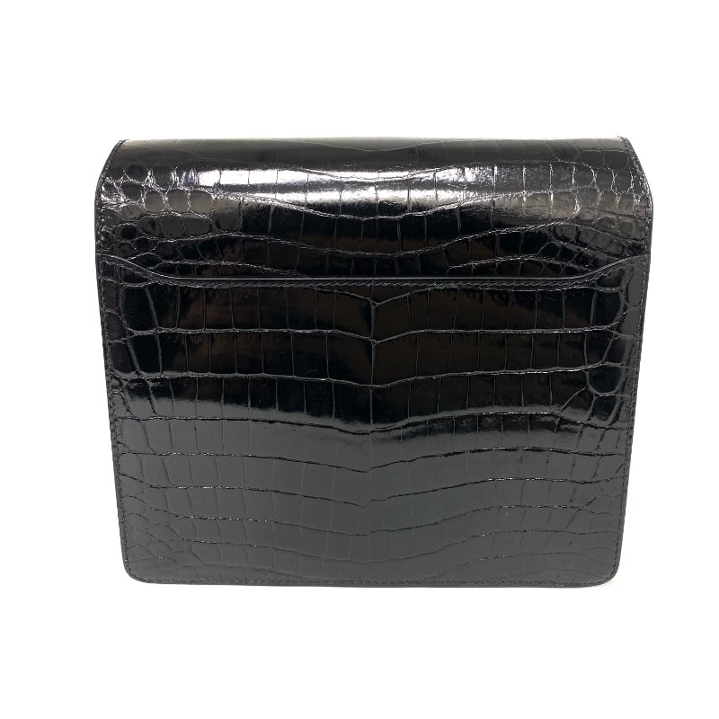 △ Hermes 愛馬仕 Roulis 23 89 Noir Niloticus crocodile skin Palladium-plated Hardware Shoulder Bag Stamp D 黑色尼羅鱷魚皮銀扣肩背袋 D刻 -257021517-2