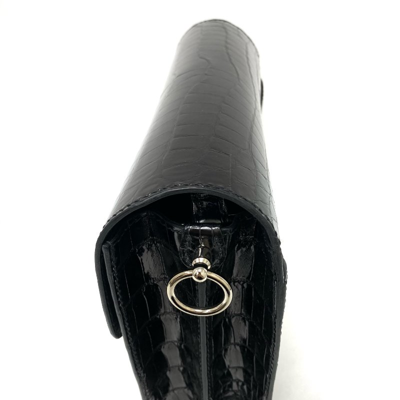 △ Hermes 愛馬仕 Roulis 23 89 Noir Niloticus crocodile skin Palladium-plated Hardware Shoulder Bag Stamp D 黑色尼羅鱷魚皮銀扣肩背袋 D刻 -257021517-6