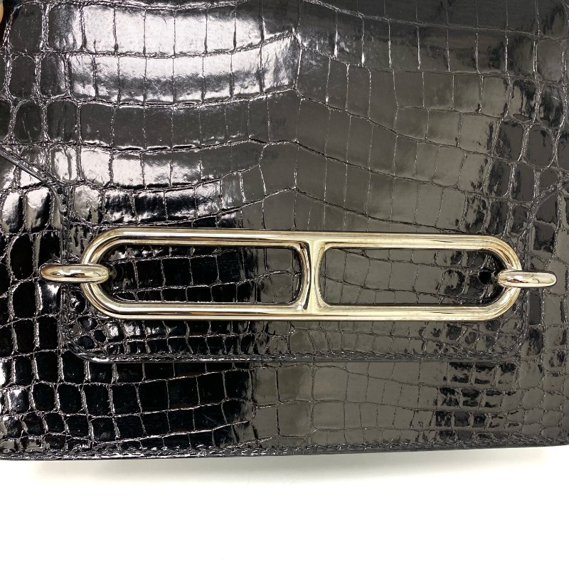 △ Hermes 愛馬仕 Roulis 23 89 Noir Niloticus crocodile skin Palladium-plated Hardware Shoulder Bag Stamp D 黑色尼羅鱷魚皮銀扣肩背袋 D刻 -257021517-7