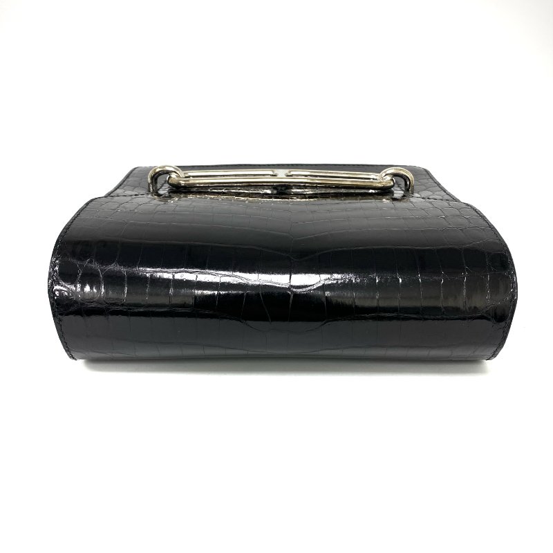 △ Hermes 愛馬仕 Roulis 23 89 Noir Niloticus crocodile skin Palladium-plated Hardware Shoulder Bag Stamp D 黑色尼羅鱷魚皮銀扣肩背袋 D刻 -257021517-8