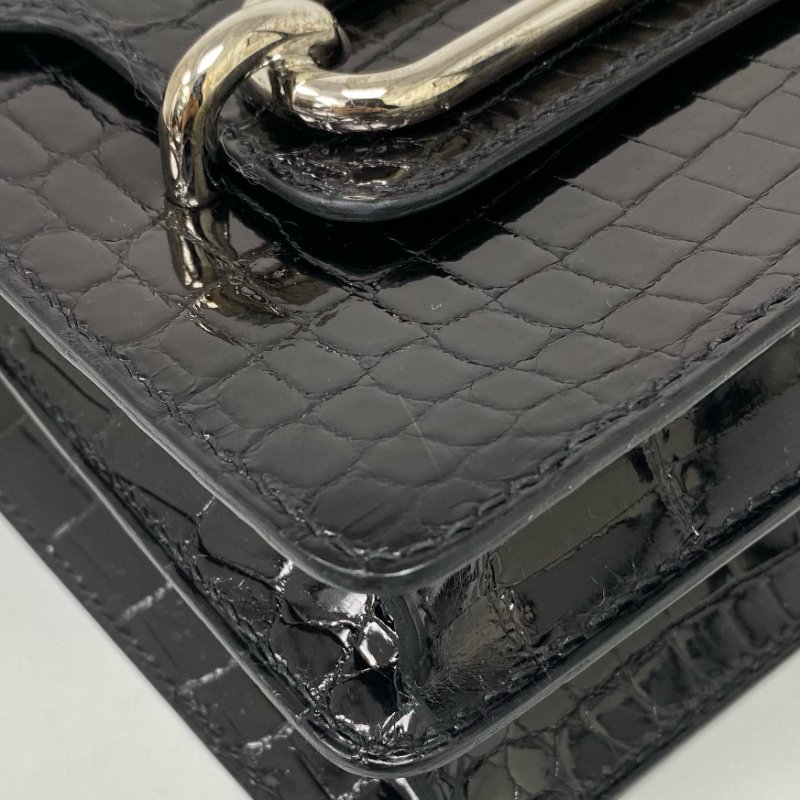 △ Hermes 愛馬仕 Roulis 23 89 Noir Niloticus crocodile skin Palladium-plated Hardware Shoulder Bag Stamp D 黑色尼羅鱷魚皮銀扣肩背袋 D刻 -257021517-11