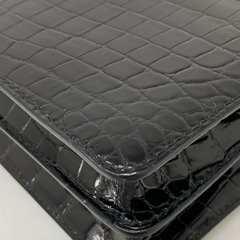 △ Hermes 愛馬仕 Roulis 23 89 Noir Niloticus crocodile skin Palladium-plated Hardware Shoulder Bag Stamp D 黑色尼羅鱷魚皮銀扣肩背袋 D刻 -257021517-12