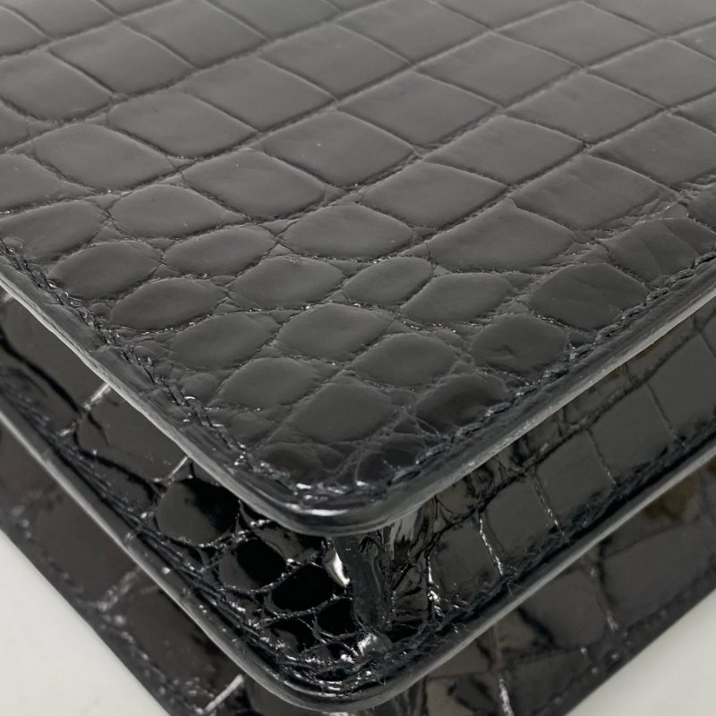 △ Hermes 愛馬仕 Roulis 23 89 Noir Niloticus crocodile skin Palladium-plated Hardware Shoulder Bag Stamp D 黑色尼羅鱷魚皮銀扣肩背袋 D刻 -257021517-13