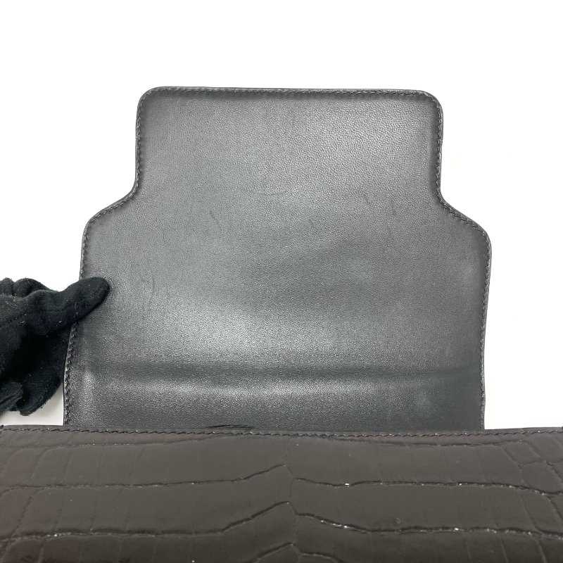 △ Hermes 愛馬仕 Roulis 23 89 Noir Niloticus crocodile skin Palladium-plated Hardware Shoulder Bag Stamp D 黑色尼羅鱷魚皮銀扣肩背袋 D刻 -257021517-14